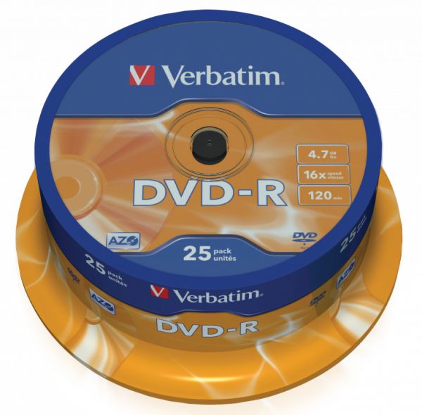 Диск DVD-R Verbatim 4.7Gb 16x Cake Box (25шт) 43522