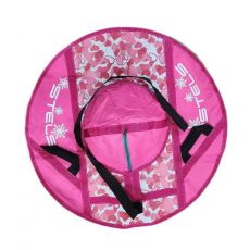 Тюбинг Stels CH030 d=80 ткань с рисунком без камеры +розовые сердца красный/розовый